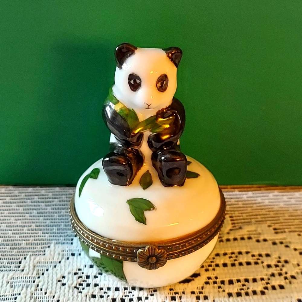 Vintage Hinged Panda Bear Box